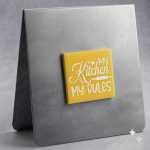 My Kitchen My Rules Magnet White On Yellow