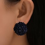 Boho Black Bead Earrings Vintage Exaggerated Round Rice Beard Earrings For Women