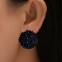 Boho Black Bead Earrings Vintage Exaggerated Round Rice Beard Earrings For Women