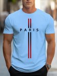 Paris Print Men's Graphic Design Crew Neck T-Shirt Casual Comfy Tees Tshirts For Summer Men's Clothing Tops For Daily Vacation R