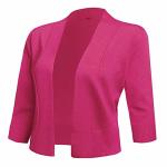 Aamilife Women's 3 4 Sleeve Cropped Cardigans Sweaters Jackets Open Front Short Shrugs For Dresses Rose XL