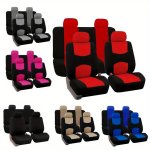 9-PIECE Universal Fit Car Seat Cover Set - Premium Durable Comfort Polyester Fabric Easy Machine Wash All-weather Protection For