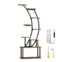 8 Tier Indoor Plant Stand With LED Grow Lights Curved Shelf Wood Metal