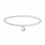 Beaded Heart Charm Bracelet - Silver