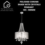 Polished Chrome Shade With Crystals Pendant - Ses - 500MM