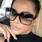 Oversized Square Fashion Glasses For Women Anti-reflective Lens PC Frame Stylish Trendy Eyewear For Hiking Vacation Parties And