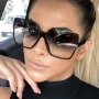 Oversized Square Fashion Glasses For Women Anti-Reflective Lens PC Frame Stylish Trendy Eyewear For Hiking Vacation Parties And Daily Outfits - 1 Pair