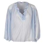 Boxy Frill Baby Doll Top - Powder Blue Free