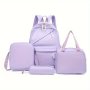 4PCS/SET Classic Solid Color Casual Travel Backpack Set Large Capacity Backpack Schoolbags