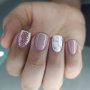 24PCS Short Square Shape Press On Nails Purple Fake Nail With Glitter Powder Decor Glitter Full Cover Nails For Women