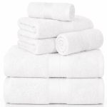 Ample Decor 100% Cotton Bathroom Towel Set 600 GSM Soft & Absorbent 6 Piece Set 2 Bath Towels 2 Hand Towels 2 Washcloths White