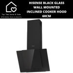 Hisense Black Glass Wall Mounted Inclined Cooker Hood - 60CM