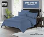 Simon Baker 300TC 100% Egyptian Cotton Oxford Satin Stitched Duvet Cover French Blue Various Sizes - French Blue Queen 230CM X