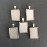Ant-sliver Closed Frame Pendant Rectangle 25X18MM 5PCS