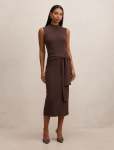 Margot Wrap Detail Knit Midi Dress - 18 Mocha