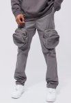 Fixed Waist Slim 3D Zip Cargo - Grey