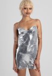 Sissy Boy Playsuit With A Deep V Corset Bodice - Silver