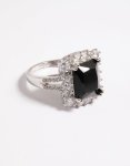 Silver Cubic Zirconia Emerald Ring - M l