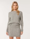 Rosie Cable Co Ord Skirt - L Grey