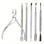Stainless Steel Cuticle Nipper Set With Dual-ended Nail Pushers - Manicure Pedicure Tools For Nail Care - Cuticle Trimmer Nail C