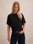 Piper Cinched Flutter Sleeve Top - 18 Black