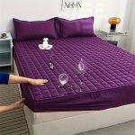 1PC Quilted Waterproof Fitted Sheet Without Pillow And Core Soft And Comfortable Solid Color Bedding Mattress Cover Mattress Pro