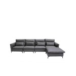 Modern L-shaped Lounge Couch With Slim Metal Legs