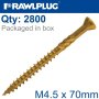 R-dsx Decking Screws M4.5 X 70X42 Ginger Ruspert X2800-BOX