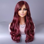 Synthetic Elegant Long Curly Wig With Bangs Full Head Hairpiece For Women