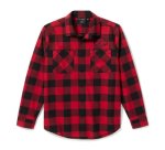 Mens Woven Plaid Shirt – Black red