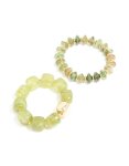 Goldair Gold Green Beaded Stretch Bracelets 2-PACK