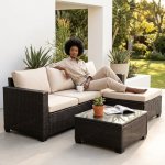 4 Piece Modular Pe Rattan Outdoor Sectional Sofa With Coffee Table