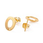 Real 24K Gold Plated 201 Stainless Steel Stud Earring And 304 Stainless Steel Pins Donut With Hole 11 9.5MM 6PCS