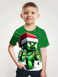 Christmas Cartoon Blocks 3D Print Boys Creative Short Sleeve T-Shirt Casual Lightweight Comfy Tops Boys Clothes Outdoor
