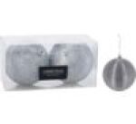 Christmas Bauble Set Of 2 - Embossed Ring Design - Polystyrene 10CM - Silver