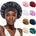 Soft Satin Sleep Cap For Women - Elastic Solid Color Silky Shower Hat With Bonnet For All Hair Types