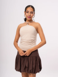 Edge Beige Halter Neck Strappy Top - Xxs Stone