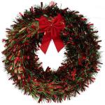 45CM Tinsel Wreath With Bow Green-red TS1016W