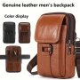 1PC Genuine Leather Waist Bag Top Layer Cowhide Belt Hanging Fanny Pack