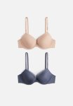 2-PACK Microfibre Push-up Bras - Blue & Beige