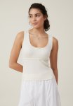 Cotton On Lou Picot Trim Tank - Natural White