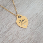 Amara Personalized Necklace Gold Stainless Steel Size: 21MM On 45CM Chain Ready In 3 Days