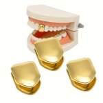 3 4PCS Men's Golden Single Teeth Grills Hip Hop Teeth Decoration Party Accessories Teeth Grills