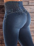 High Waist High-rise Bootcut Jeans With Belt Stretch Cotton Blend Spandex Four-season Sensual Design Machine Washable