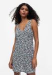 Tie-detail V-neck Dress - Black Floral