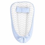 Light Blue Herringbone Baby Nest Pod Newborn Lounger