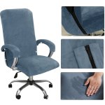 3PCS SET Velvet Plush Stretch Computer Office Chair Cover With Armrest Cover Solid Color Spandex Armchair Slipcover Removable St
