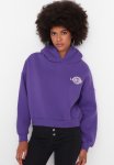 Back Print Hooded Thick Fleece Sweatshirt - Purple