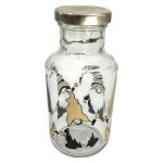Glass Storage Jar With Gnomes Black And Gold 250ML
