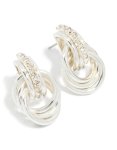 Silver Diamante Doorknocker Stud Earrings